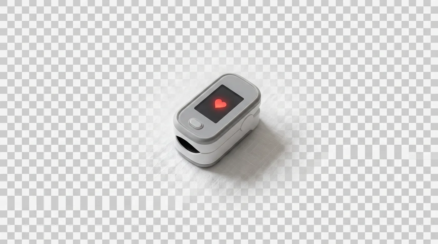 Minimalisticen medicinski pulzni oksimeter na mehkem belem ozadju